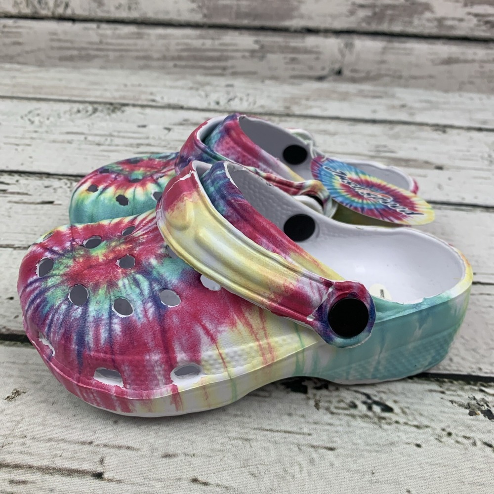 Just Speed Kids Clogs w/ Strap Tye Dye‎ Purple, Pink & Green [Girls Size 11] - Picture 6 of 9